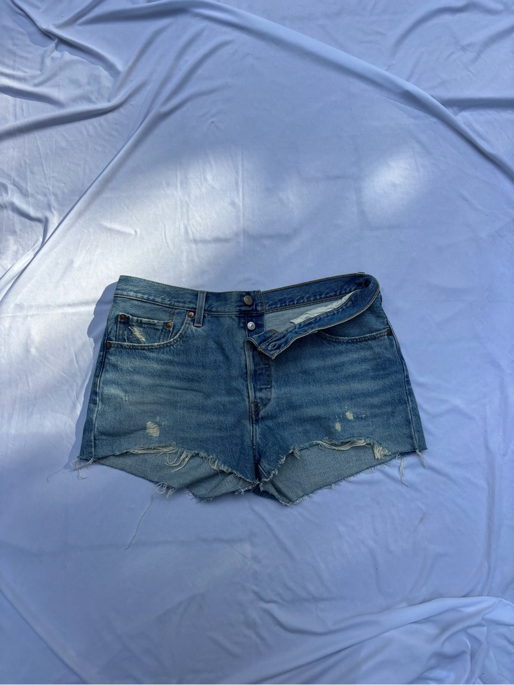 Levi's Distressed Blue Denim Cutoff Shorts